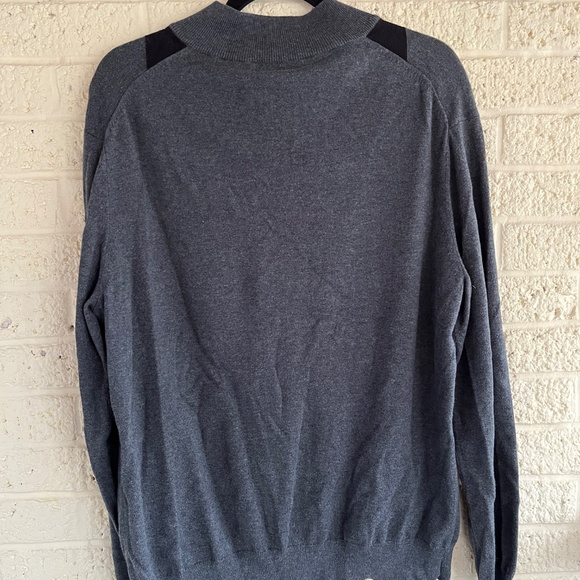 Quarter Zip Argyle Sweater Gray Twist Combo Mock Neck - Picture 6 of 6